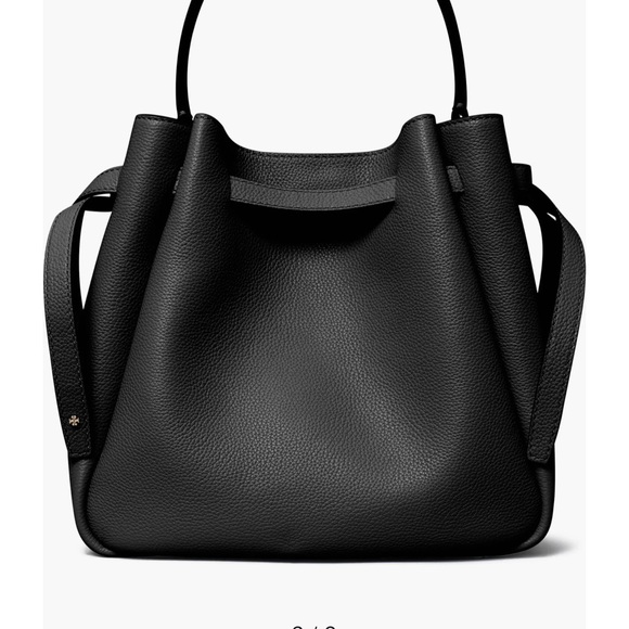 Tory Burch Romy  Black Pebble Leather Bucket Bag - Picture 12 of 12